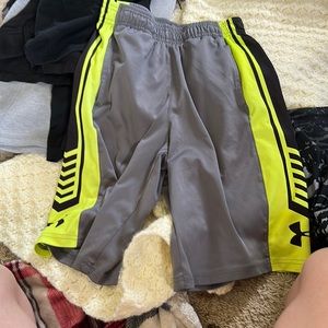 Grey and green under armour shorts